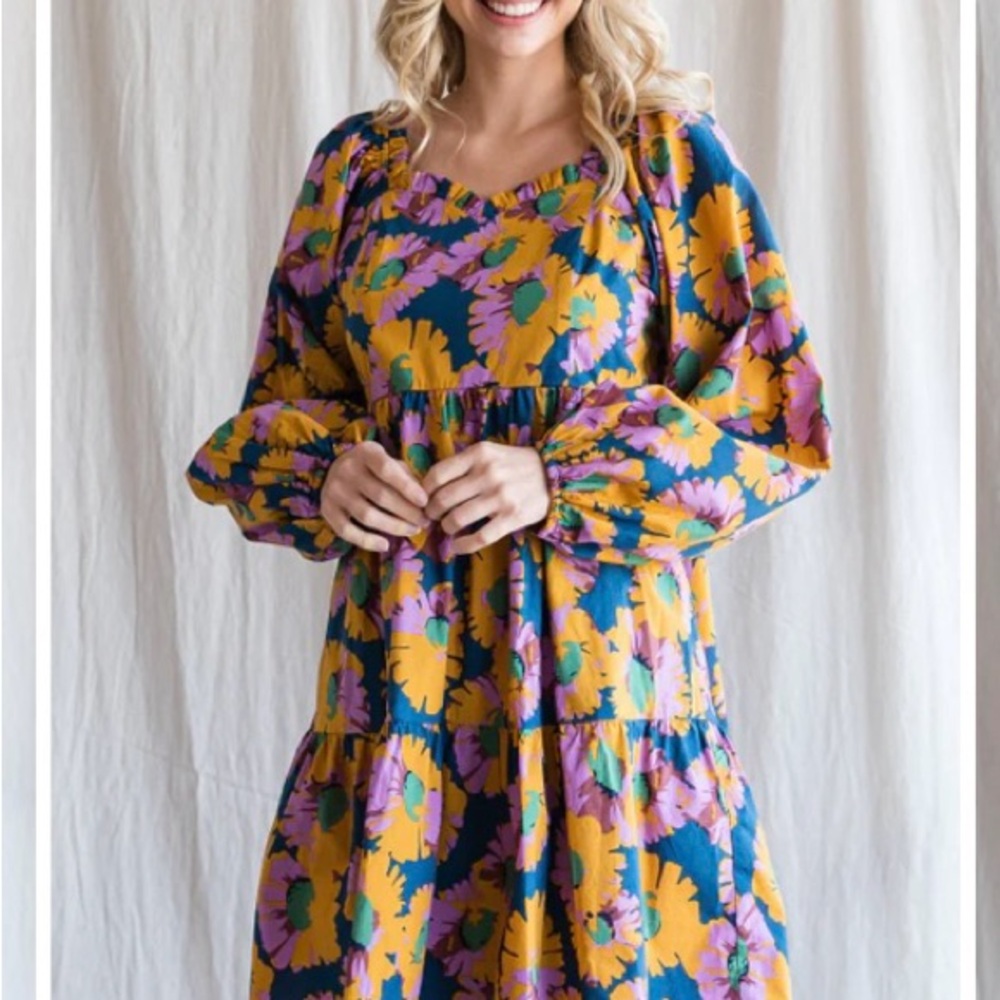 Jodifl Women’s Whoopsie Daisy Sweetheart Dress W/Puff Sleeves; Size L